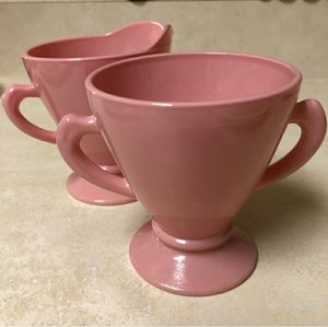 HAZEL-ATLAS Ovide Platonite Pink Cream & Sugar Set